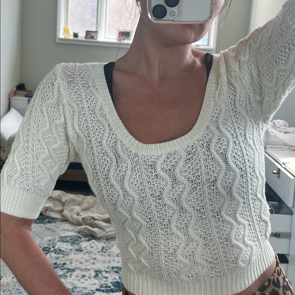 White Superdown crop sweater